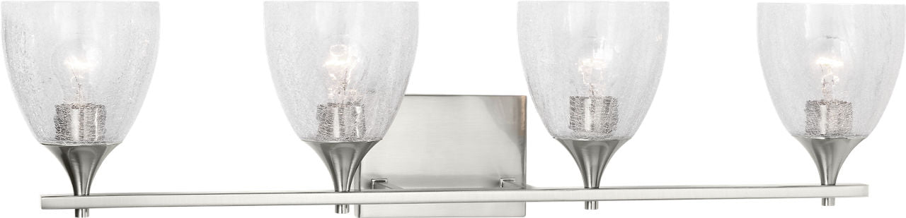 Toffino 4-Light Bath Sconce | Brushed Nickel | Clear Crackle Glass