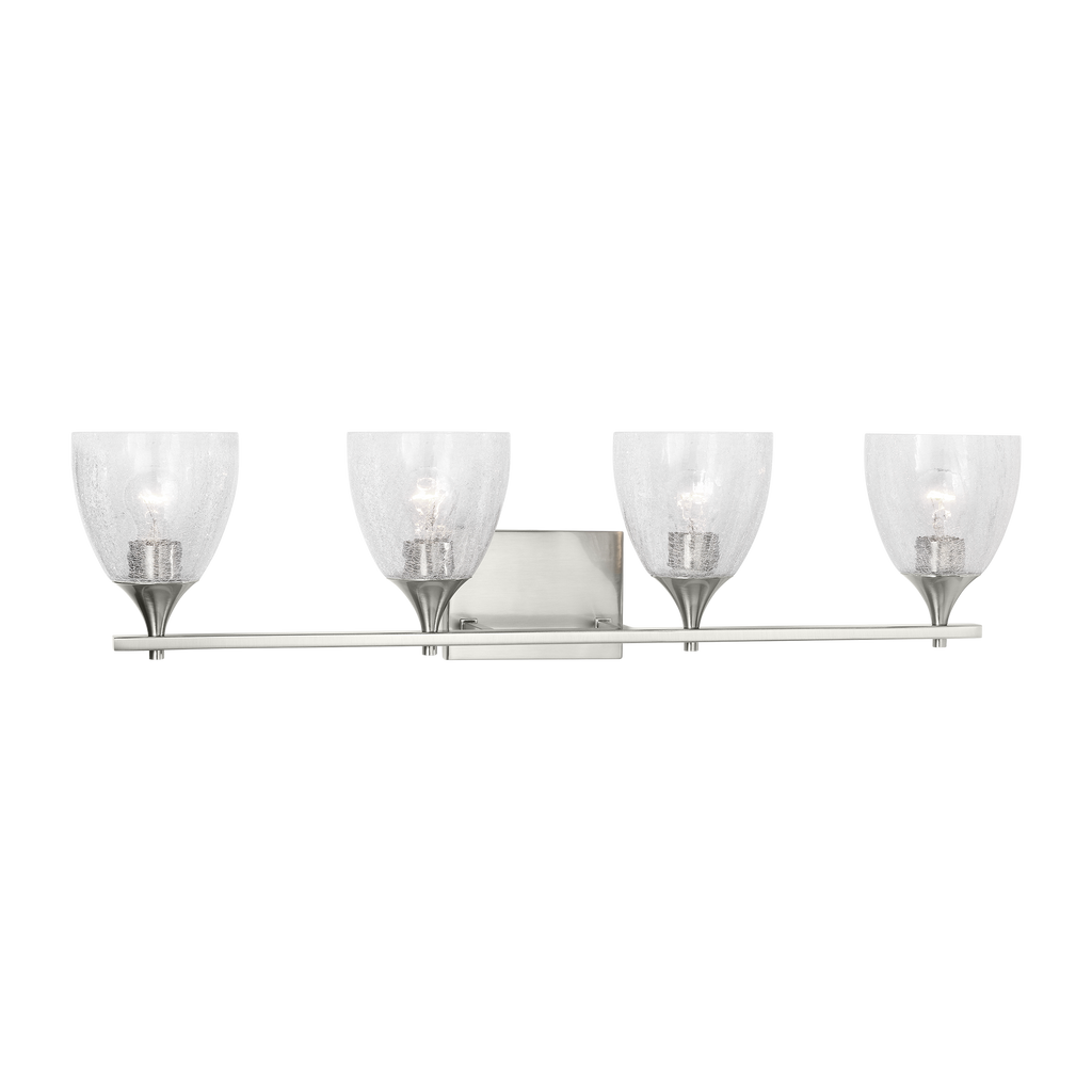 Toffino 4-Light Bath Sconce | Brushed Nickel | Clear Crackle Glass