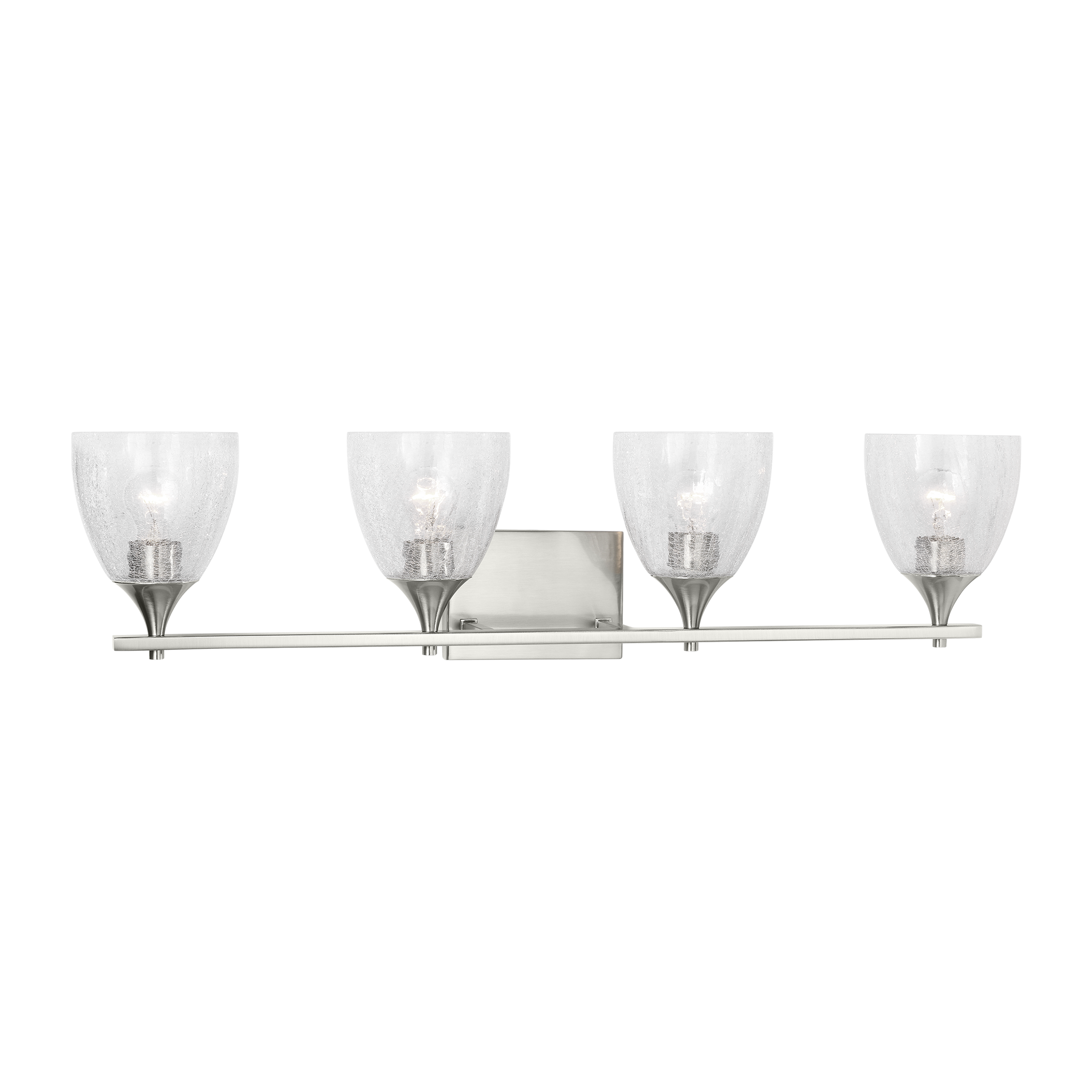 Toffino 4-Light Bath Sconce | Brushed Nickel | Clear Crackle Glass