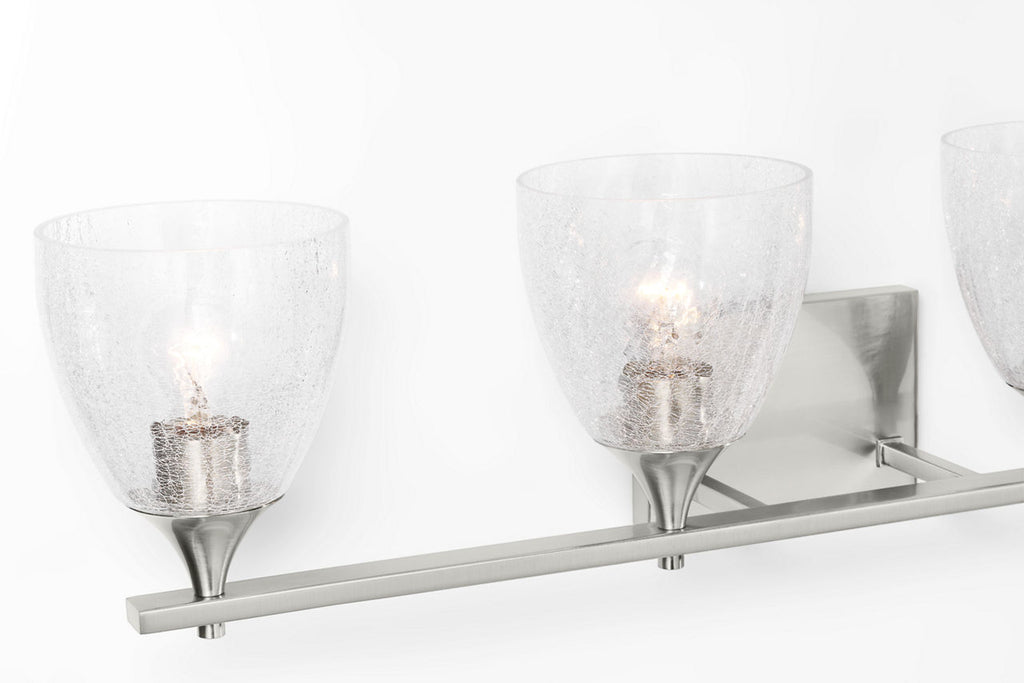 Toffino 4-Light Bath Sconce | Brushed Nickel | Clear Crackle Glass