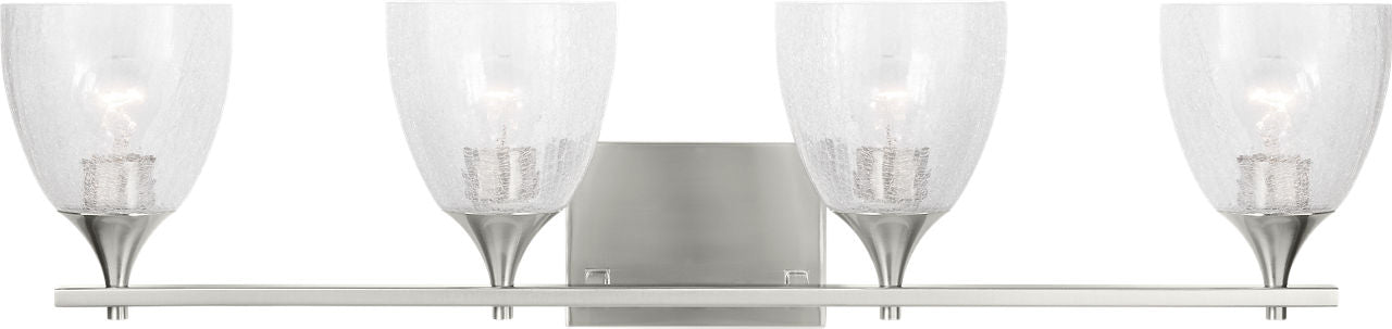Toffino 4-Light Bath Sconce | Brushed Nickel | Clear Crackle Glass