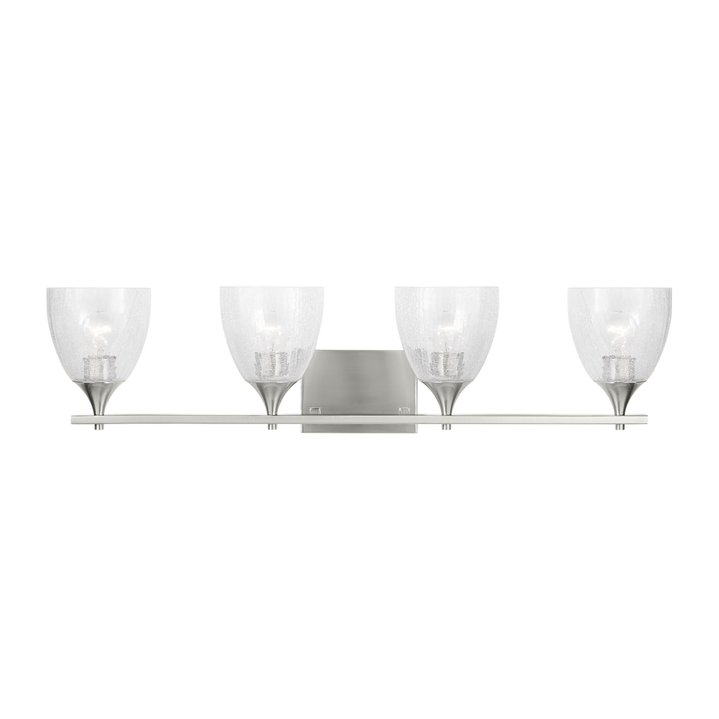 Toffino 4-Light Bath Sconce | Brushed Nickel | Clear Crackle Glass