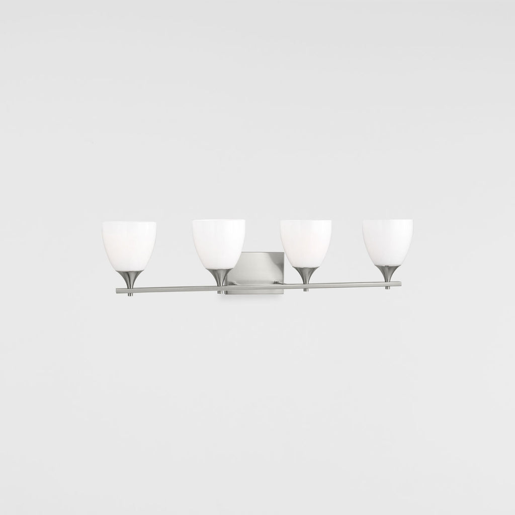 Toffino 4-Light Bath Sconce | Brushed Steel | Milk Glass