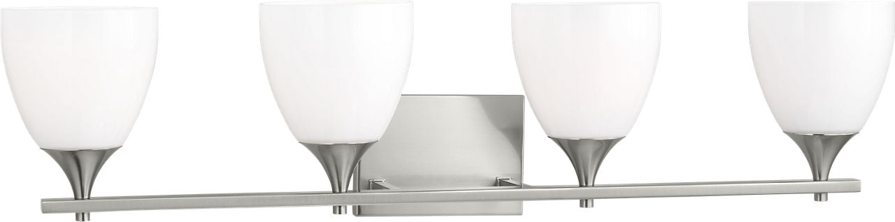 Toffino 4-Light Bath Sconce | Brushed Steel | Milk Glass