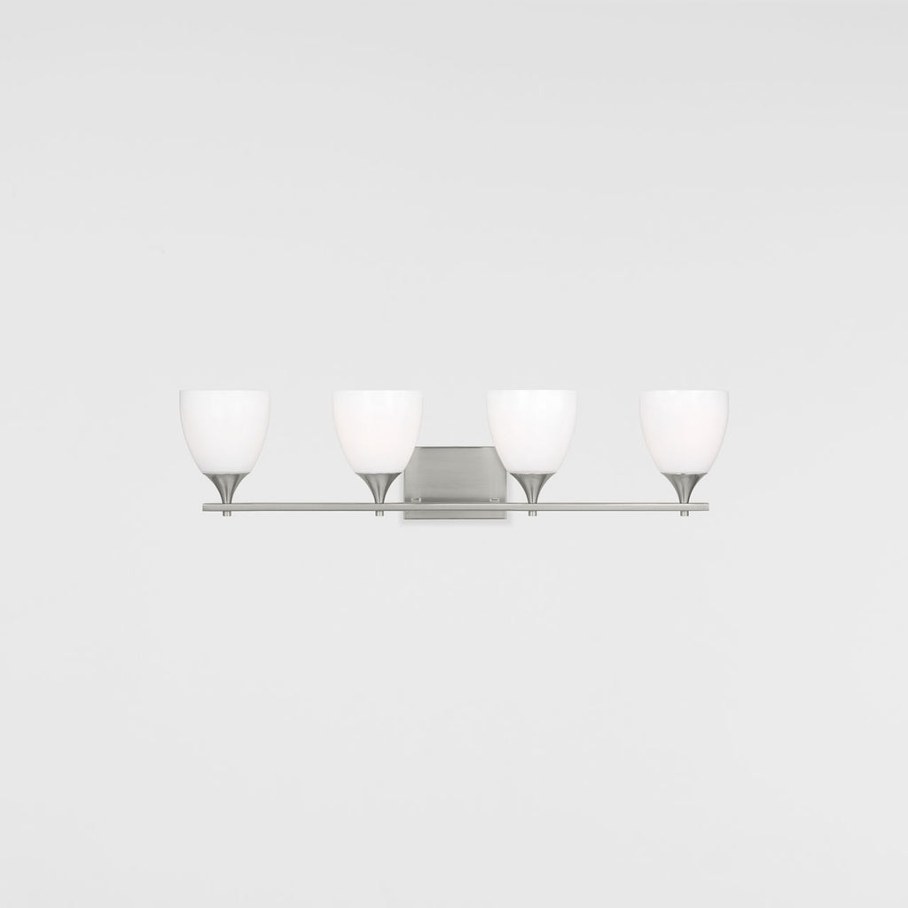 Toffino 4-Light Bath Sconce | Brushed Steel | Milk Glass