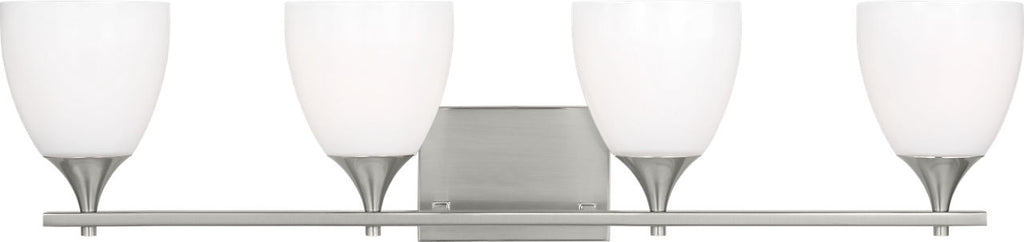Toffino 4-Light Bath Sconce | Brushed Steel | Milk Glass