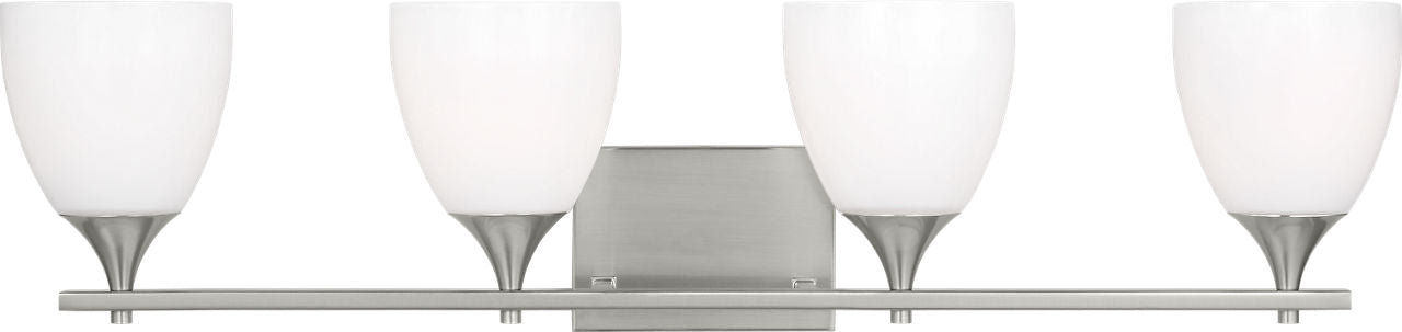 Toffino 4-Light Bath Sconce | Brushed Steel | Milk Glass