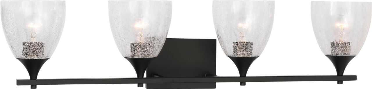 Toffino 4-Light Bath Sconce | Midnight Black | Clear Crackle Glass