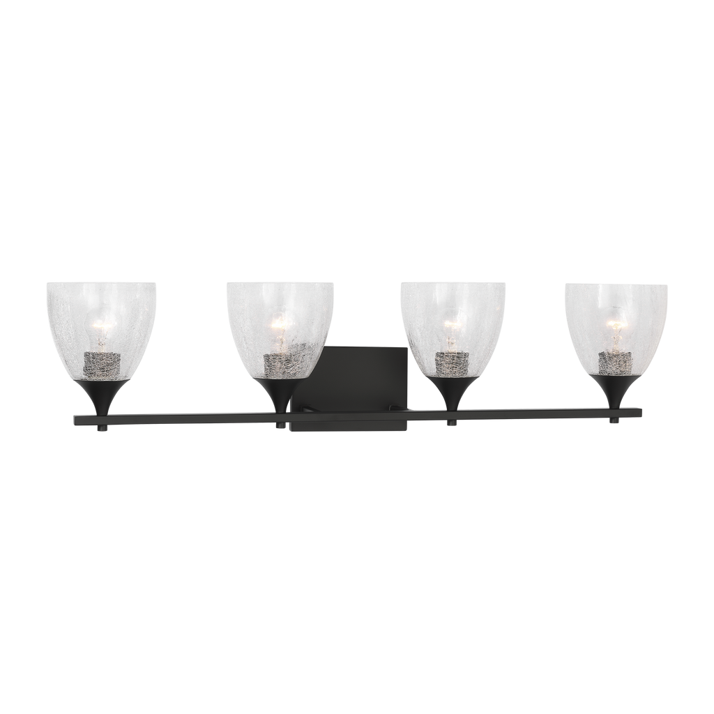 Toffino 4-Light Bath Sconce | Midnight Black | Clear Crackle Glass