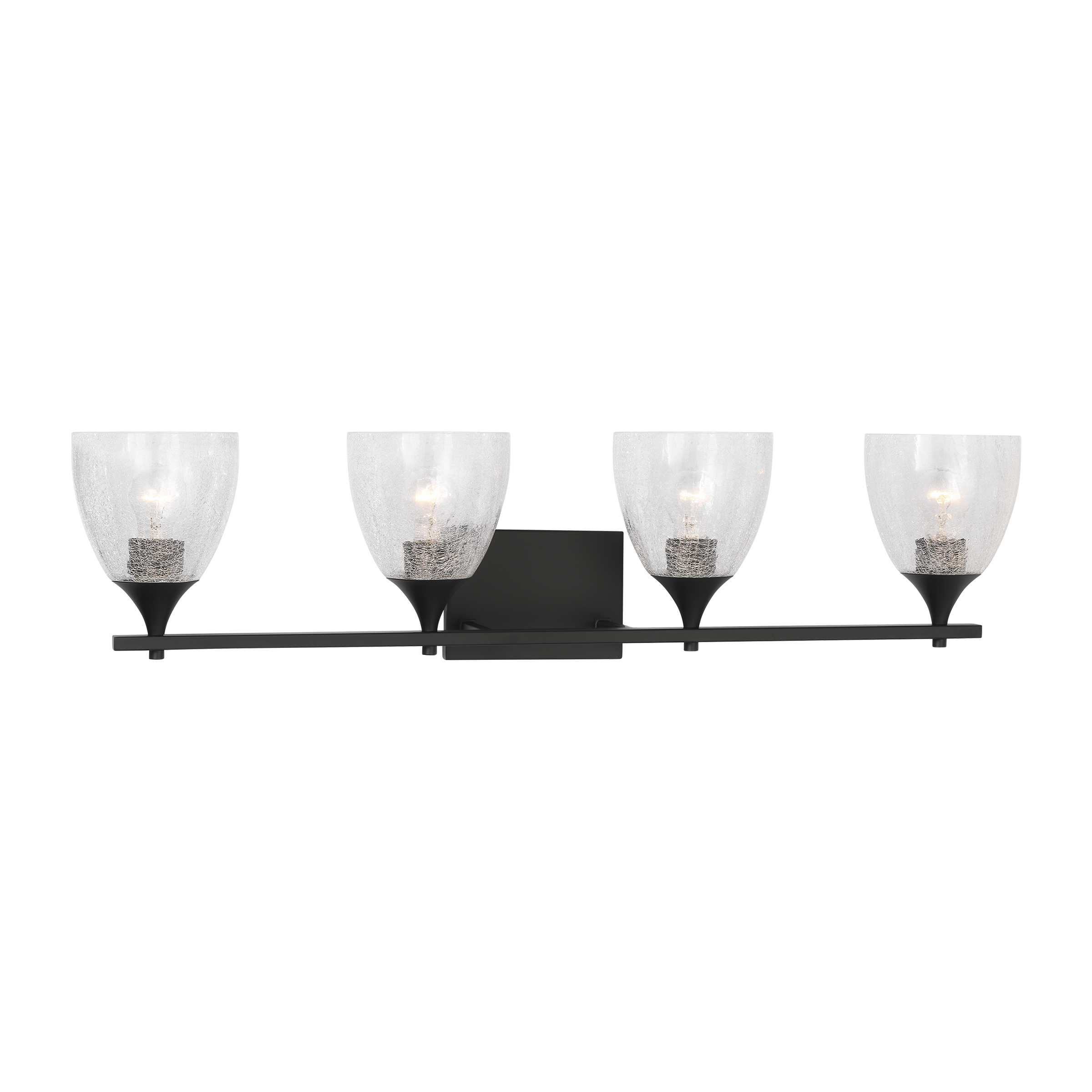 Toffino 4-Light Bath Sconce | Midnight Black | Clear Crackle Glass