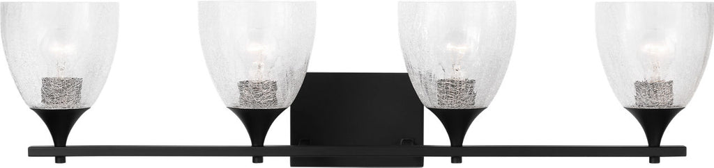 Toffino 4-Light Bath Sconce | Midnight Black | Clear Crackle Glass