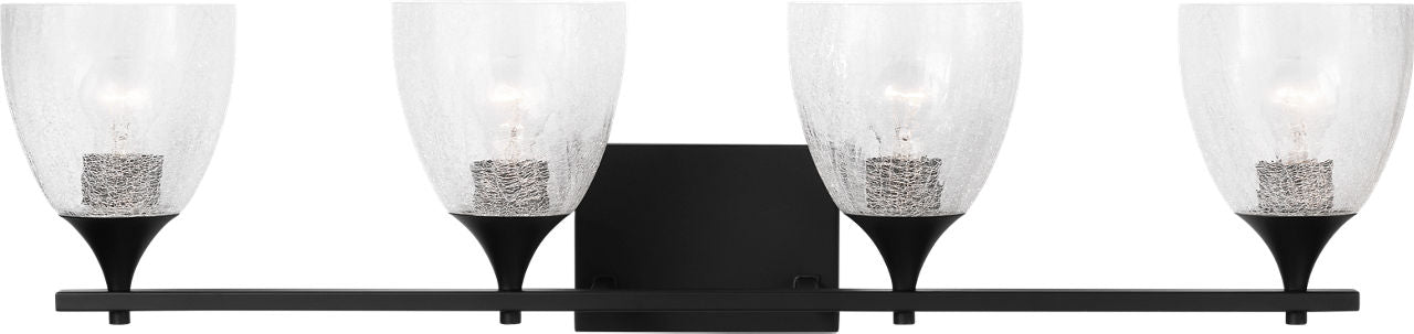 Toffino 4-Light Bath Sconce | Midnight Black | Clear Crackle Glass