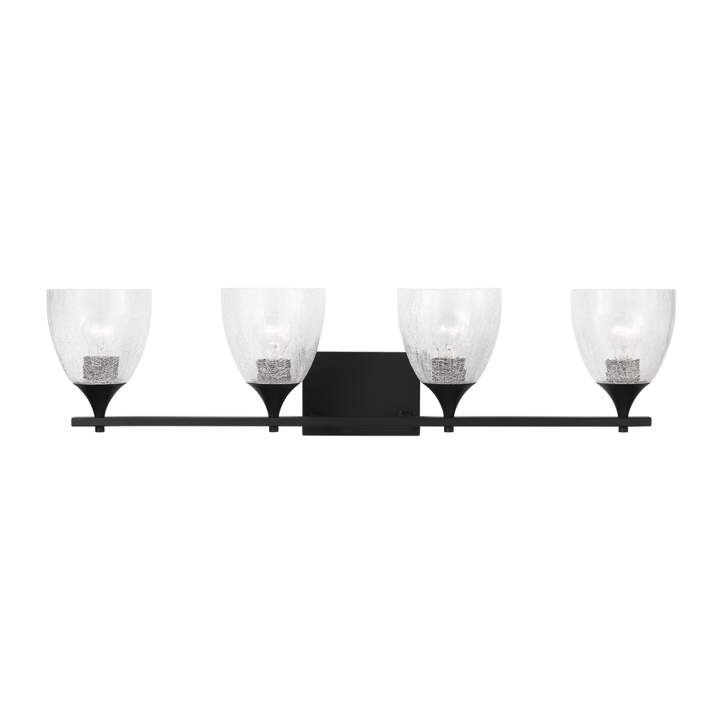 Toffino 4-Light Bath Sconce | Midnight Black | Clear Crackle Glass