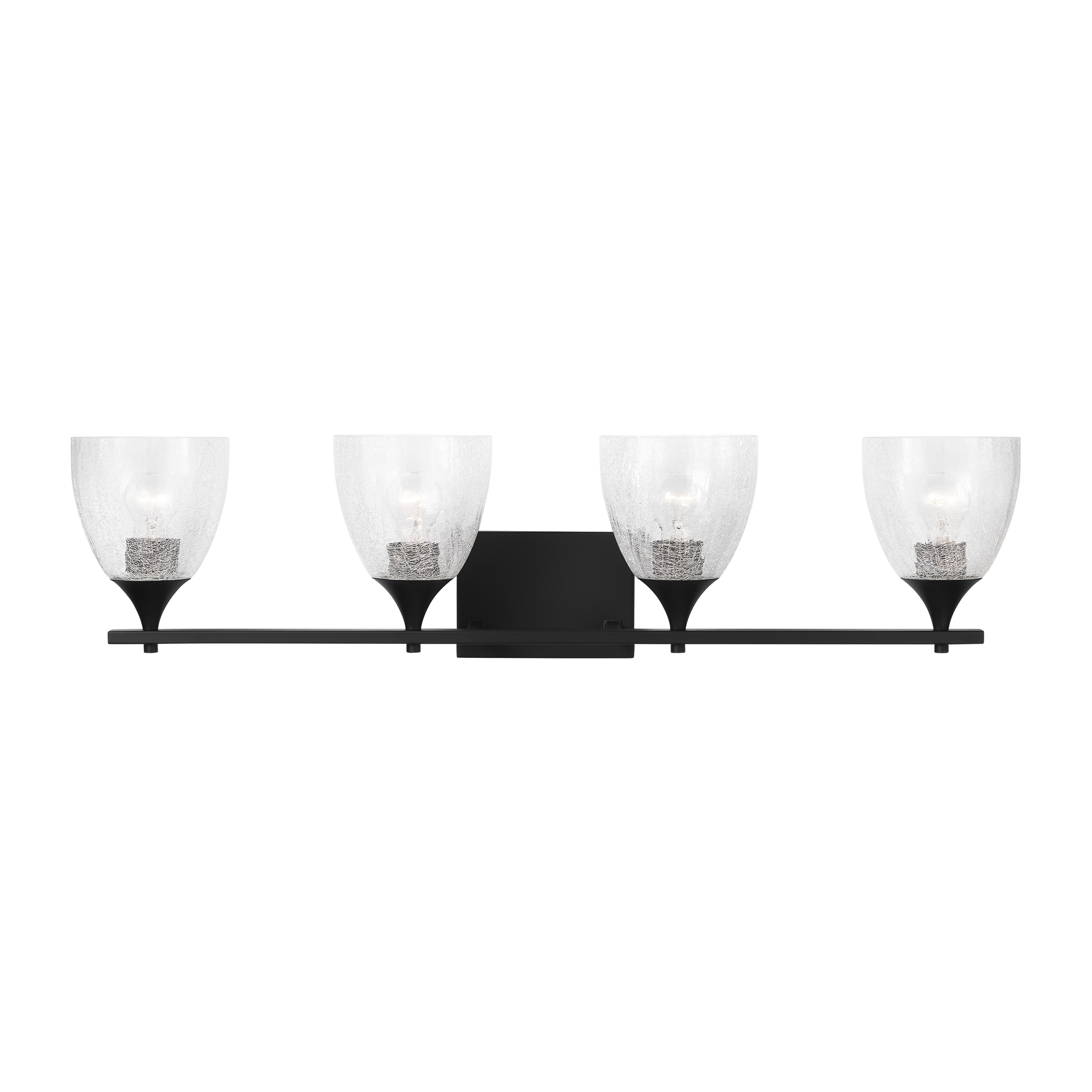 Toffino 4-Light Bath Sconce | Midnight Black | Clear Crackle Glass