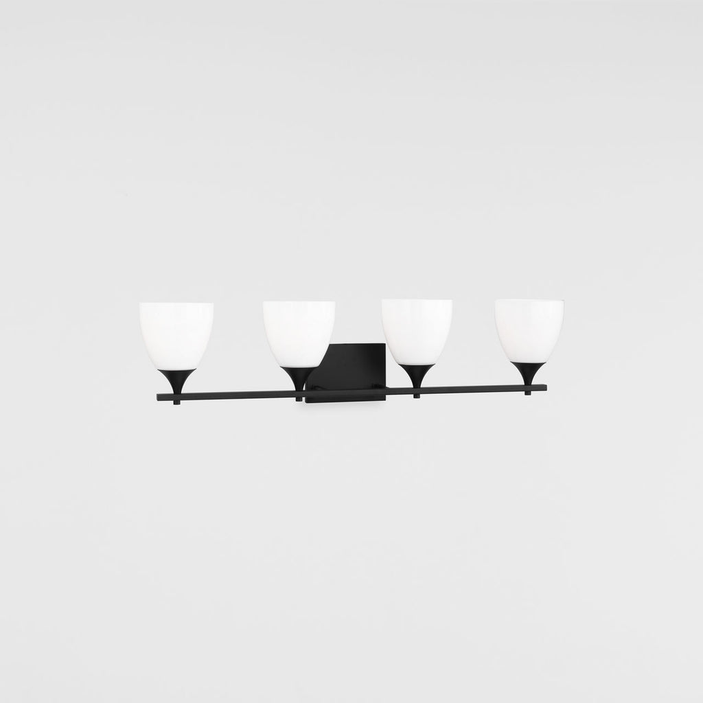 Toffino 4-Light Bath Sconce | Midnight Black | Milk Glass