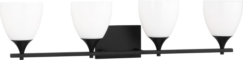 Toffino 4-Light Bath Sconce | Midnight Black | Milk Glass