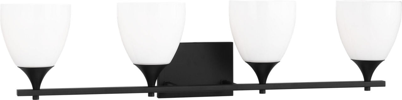 Toffino 4-Light Bath Sconce | Midnight Black | Milk Glass