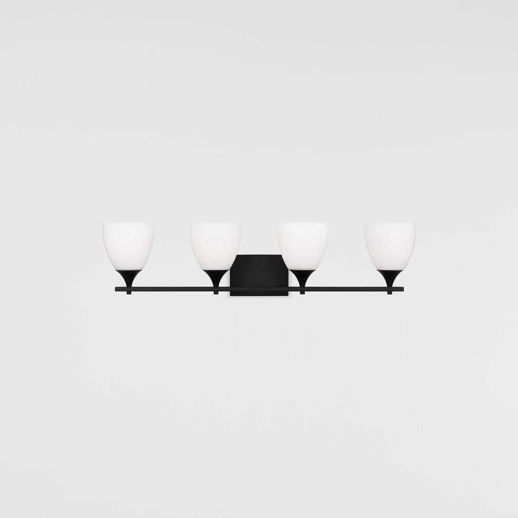 Toffino 4-Light Bath Sconce | Midnight Black | Milk Glass