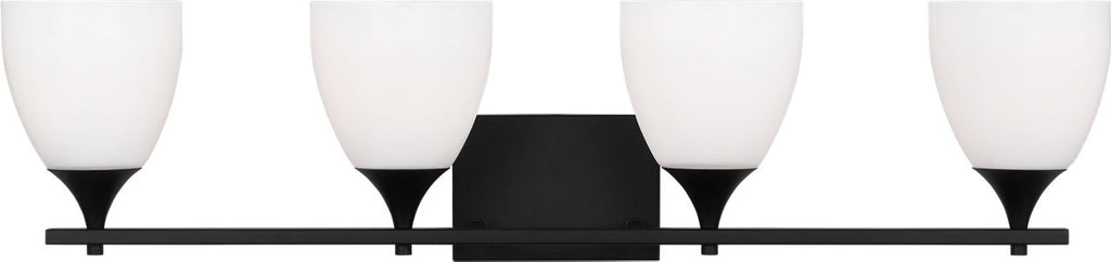 Toffino 4-Light Bath Sconce | Midnight Black | Milk Glass