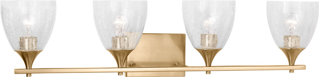Toffino 4-Light Bath Sconce | Satin Brass | Clear Crackle Glass