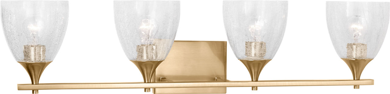 Toffino 4-Light Bath Sconce | Satin Brass | Clear Crackle Glass