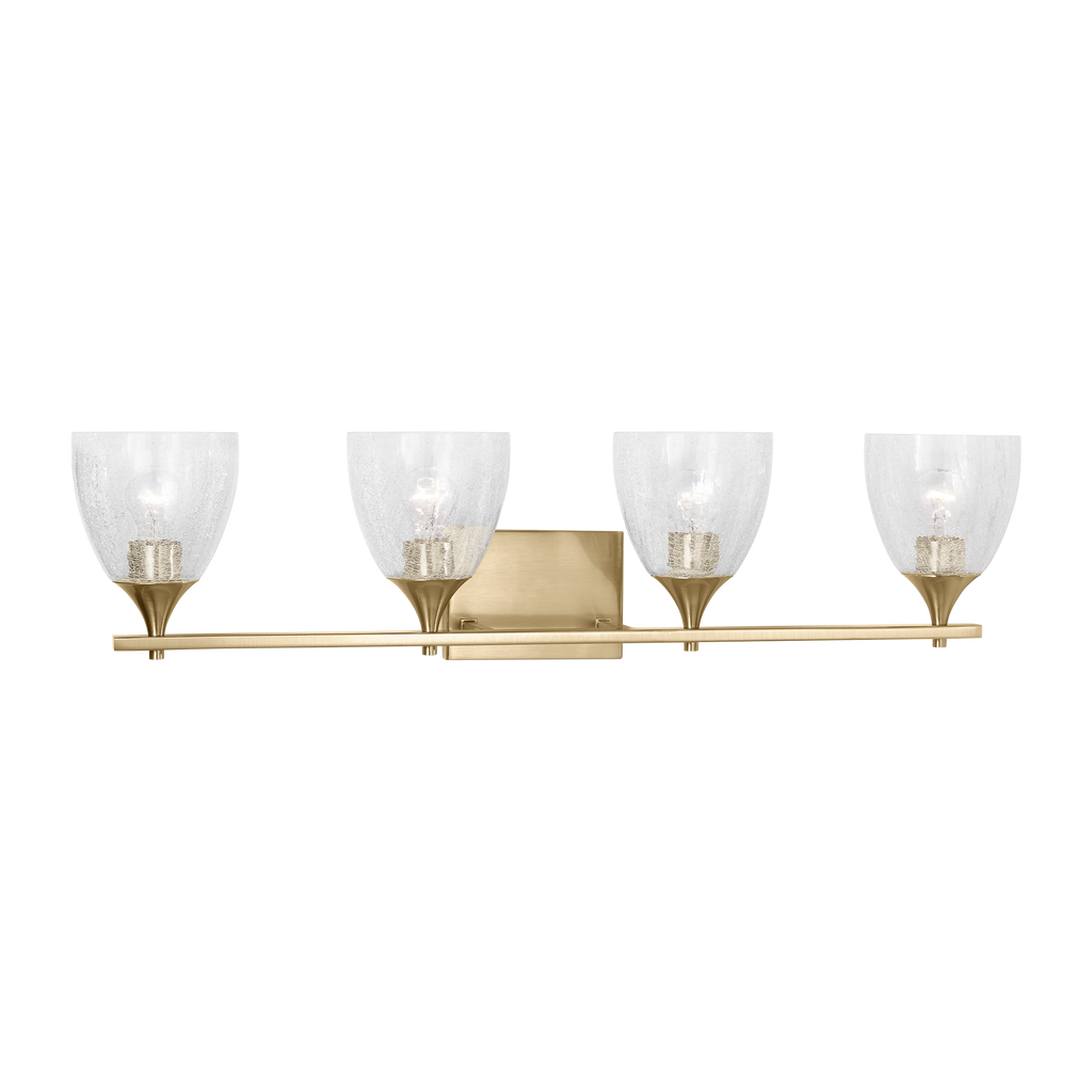 Toffino 4-Light Bath Sconce | Satin Brass | Clear Crackle Glass