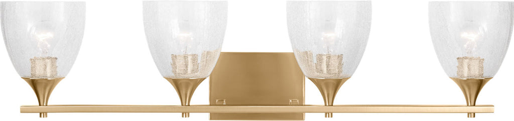 Toffino 4-Light Bath Sconce | Satin Brass | Clear Crackle Glass