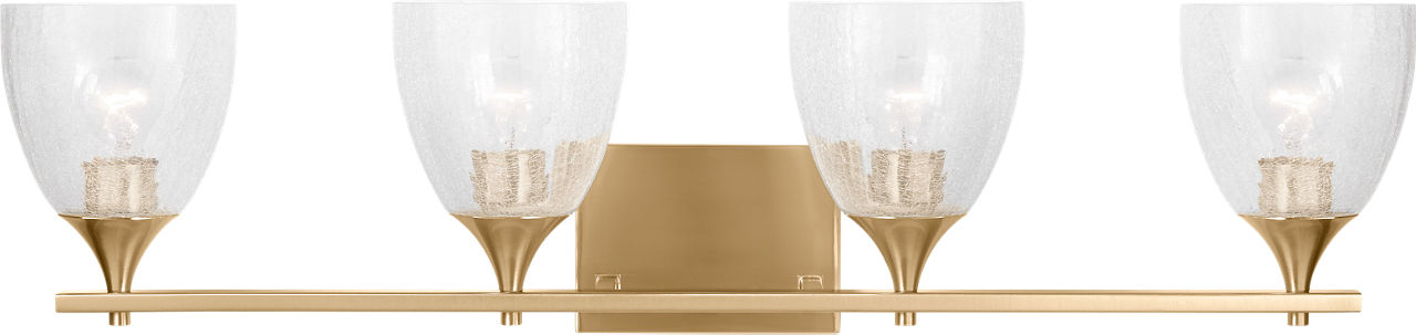 Toffino 4-Light Bath Sconce | Satin Brass | Clear Crackle Glass