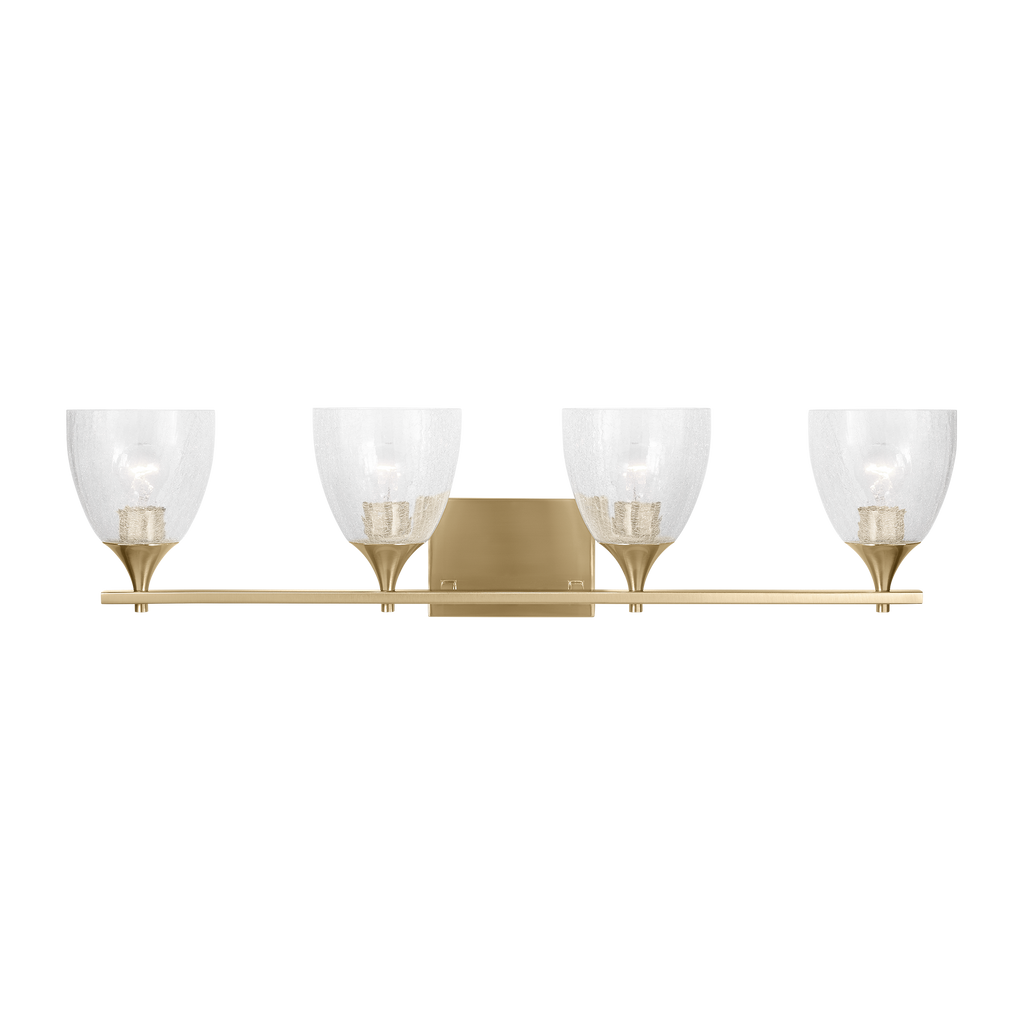 Toffino 4-Light Bath Sconce | Satin Brass | Clear Crackle Glass