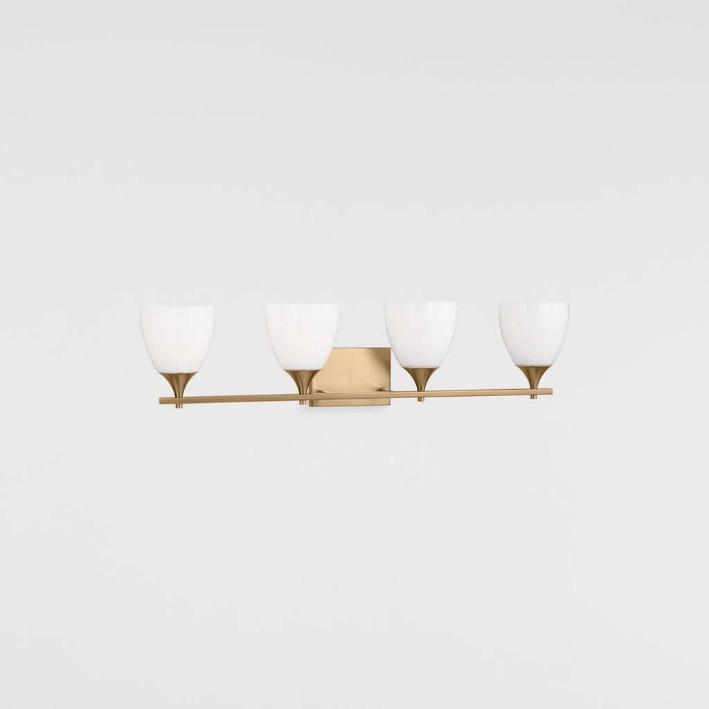 Toffino 4-Light Bath Sconce | Satin Brass | Milk Glass