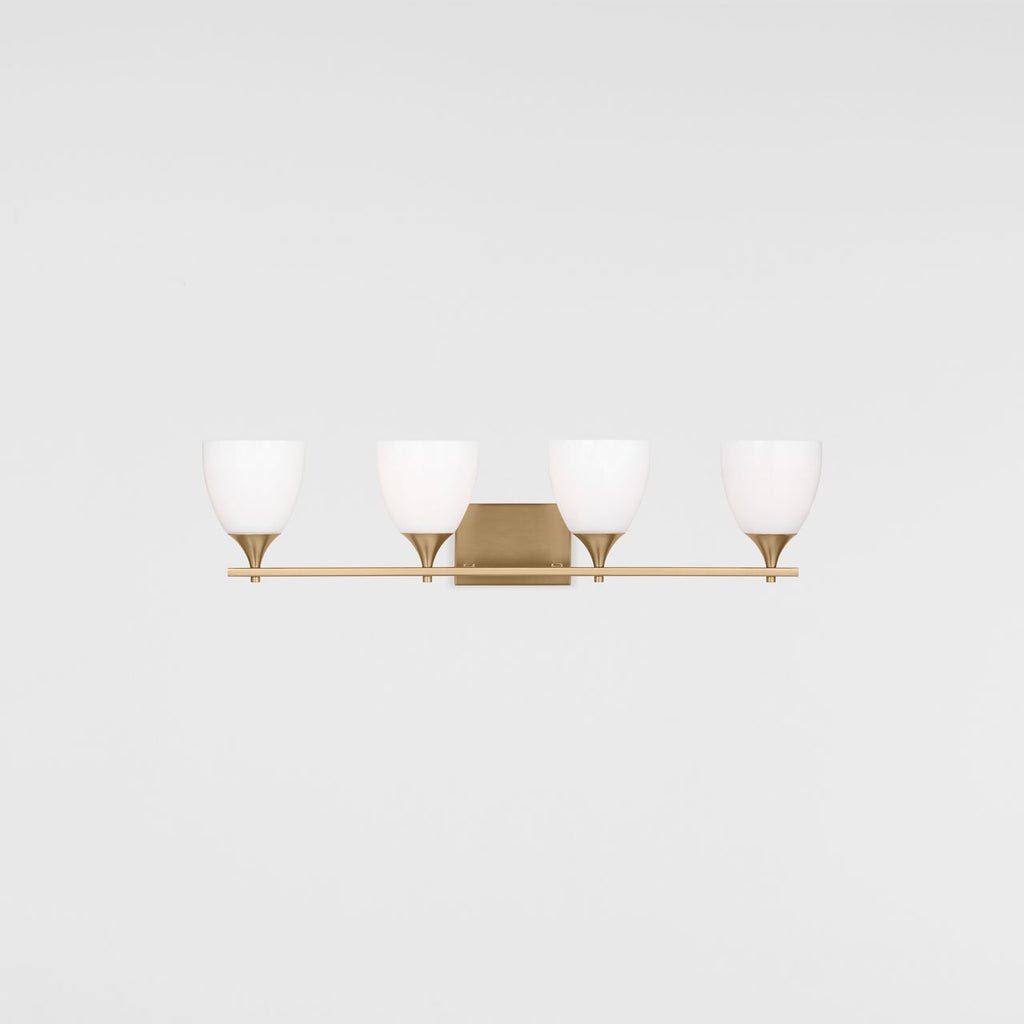 Toffino 4-Light Bath Sconce | Satin Brass | Milk Glass