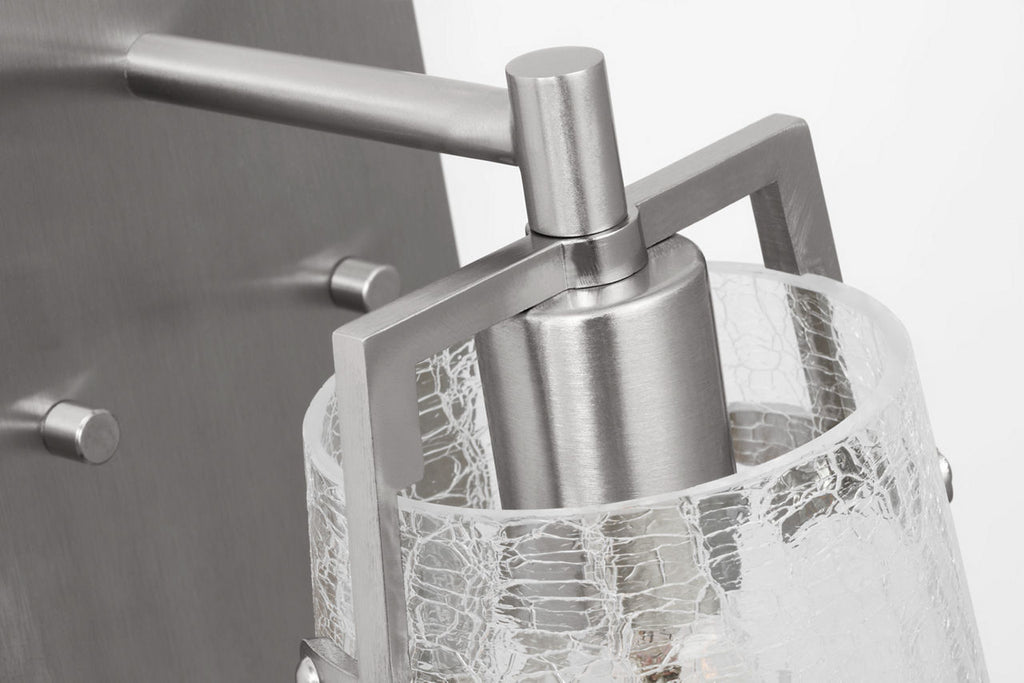 Crofton Small Sconce Brushed Nickel Clear Crackle Glass