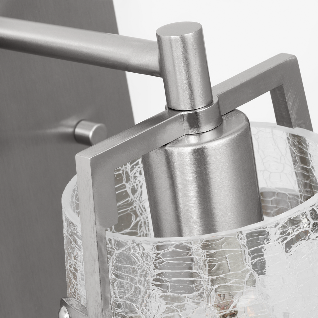 Crofton Small Sconce Brushed Nickel Clear Crackle Glass