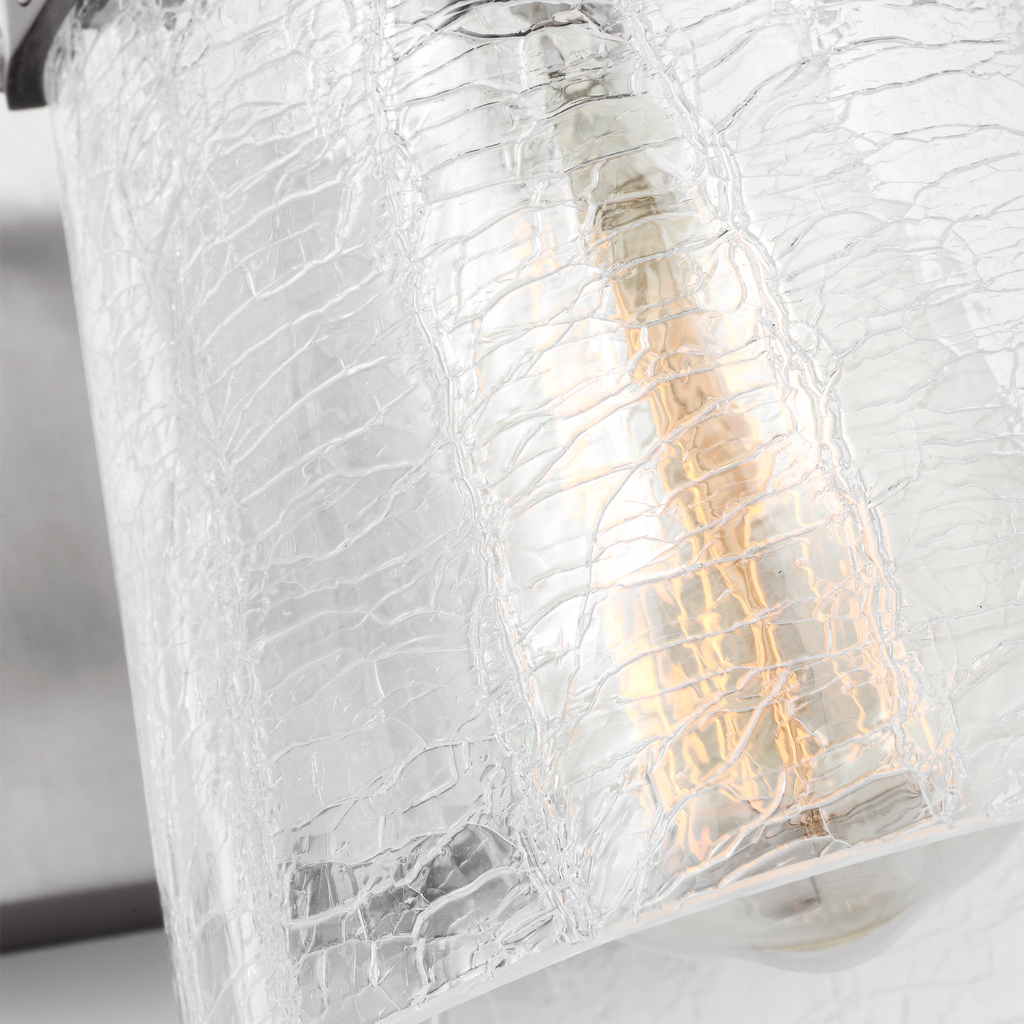Crofton Small Sconce Brushed Nickel Clear Crackle Glass