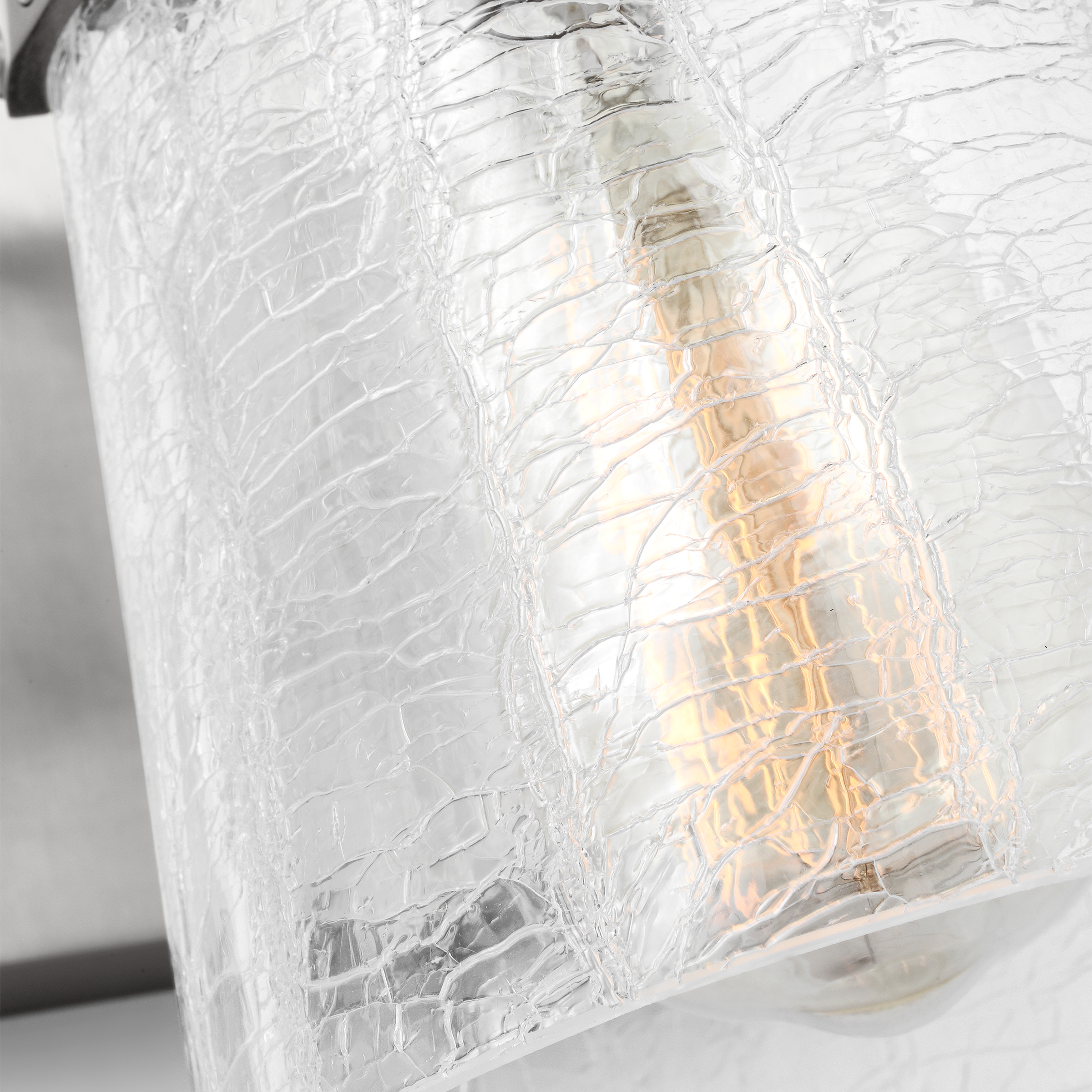 Crofton Small Sconce Brushed Nickel Clear Crackle Glass