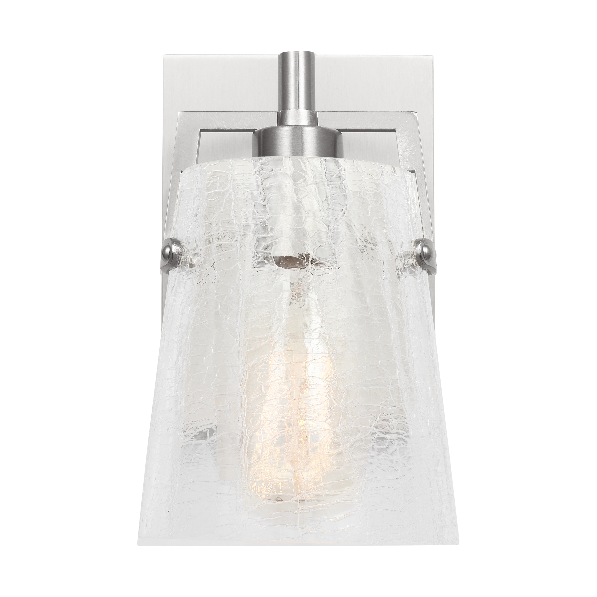 Crofton Small Sconce Brushed Nickel Clear Crackle Glass
