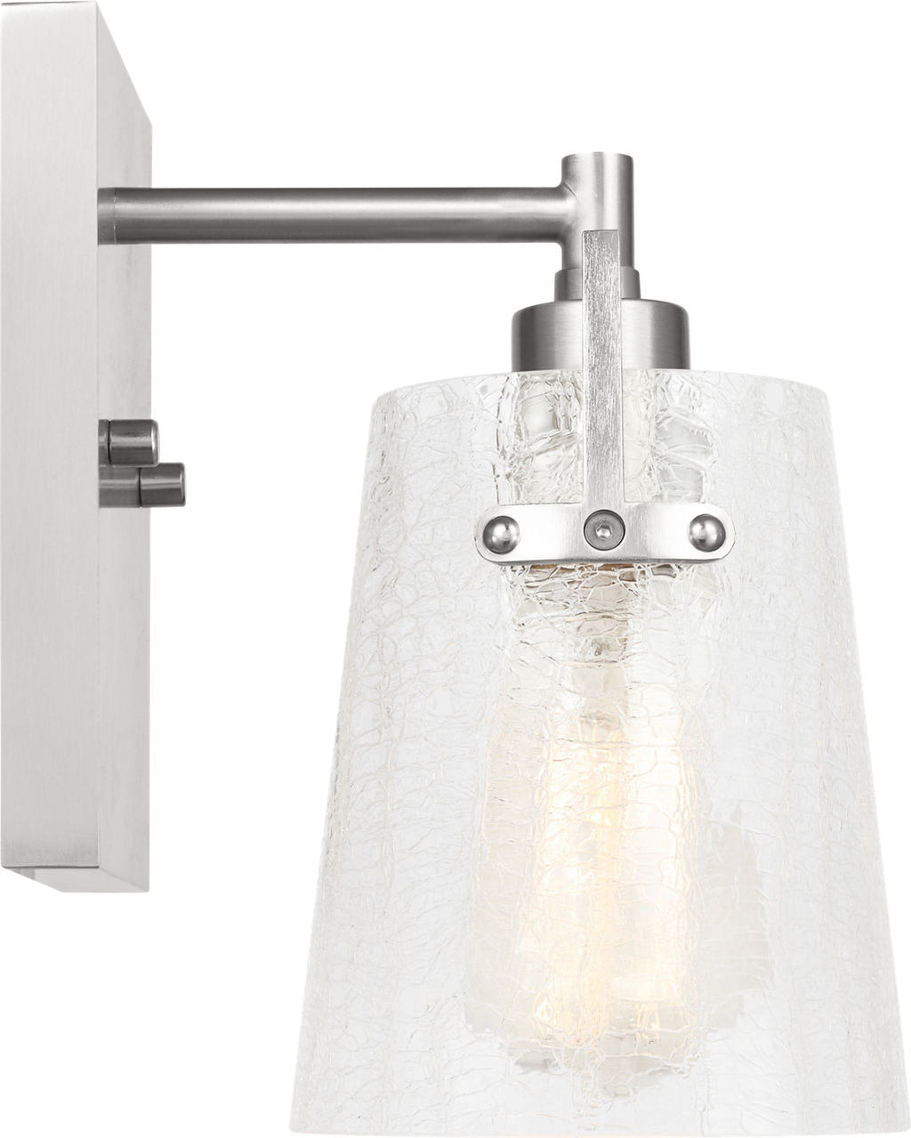Crofton Small Sconce Brushed Nickel Clear Crackle Glass