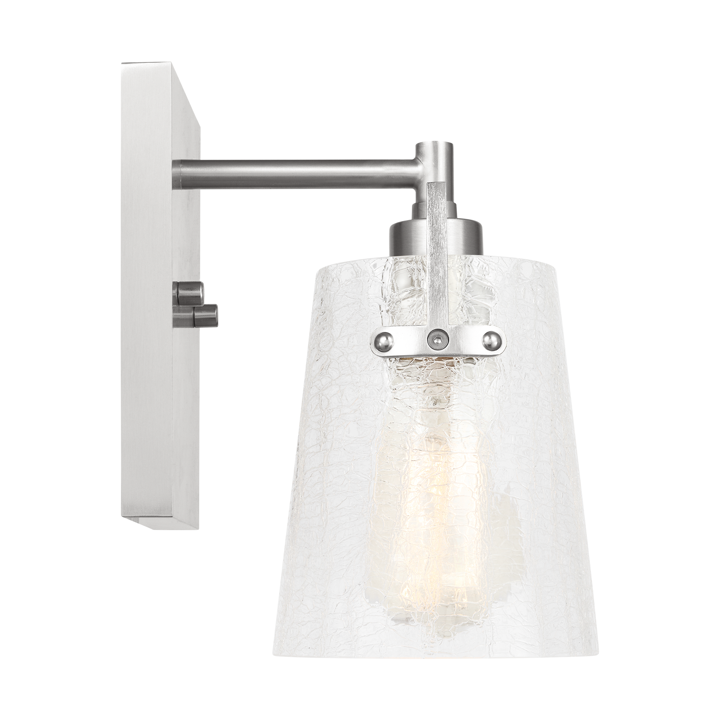 Crofton Small Sconce Brushed Nickel Clear Crackle Glass