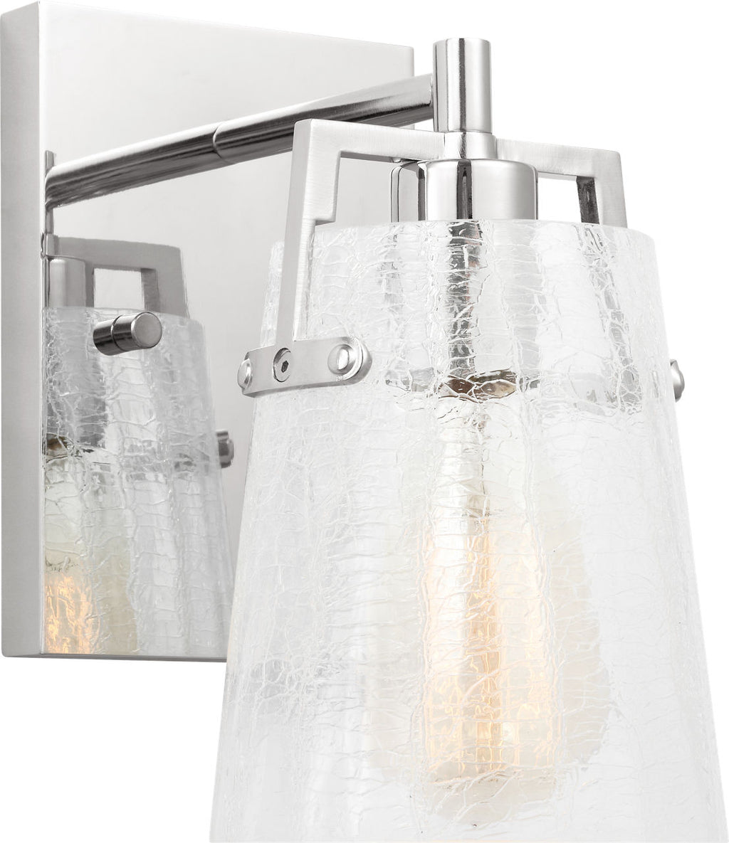 Crofton Small Sconce Chrome Clear Crackle Glass