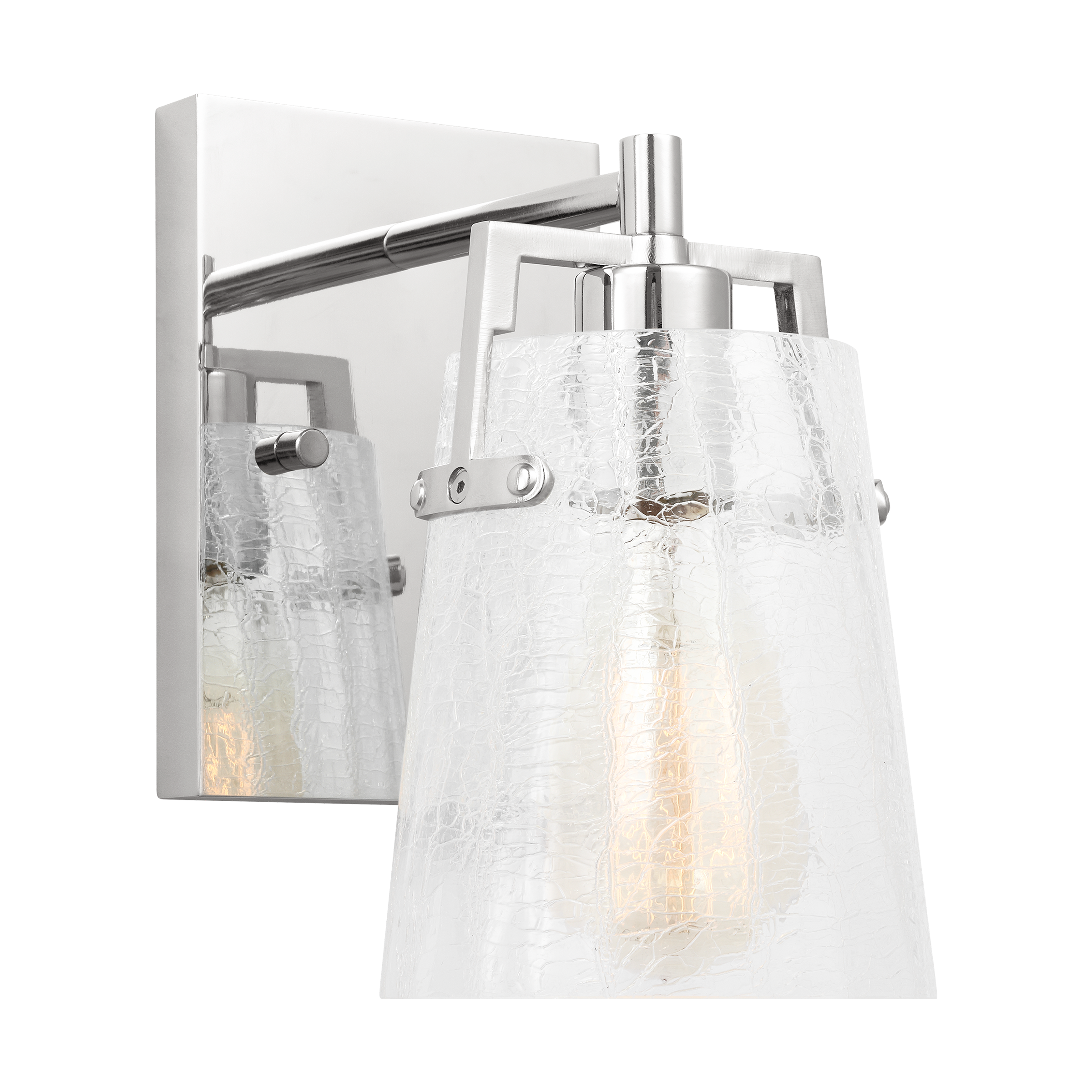 Crofton Small Sconce Chrome Clear Crackle Glass