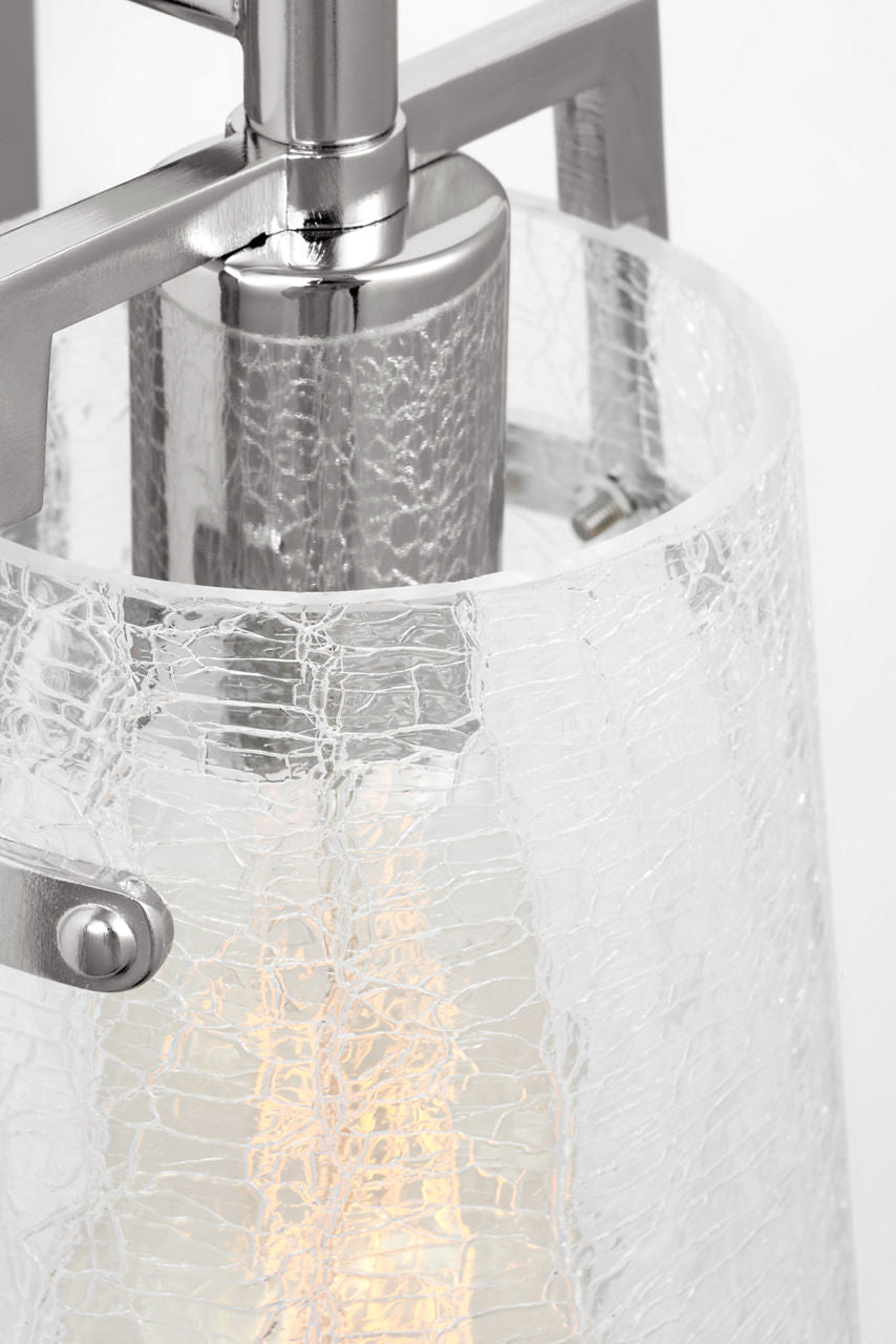 Crofton Small Sconce Chrome Clear Crackle Glass
