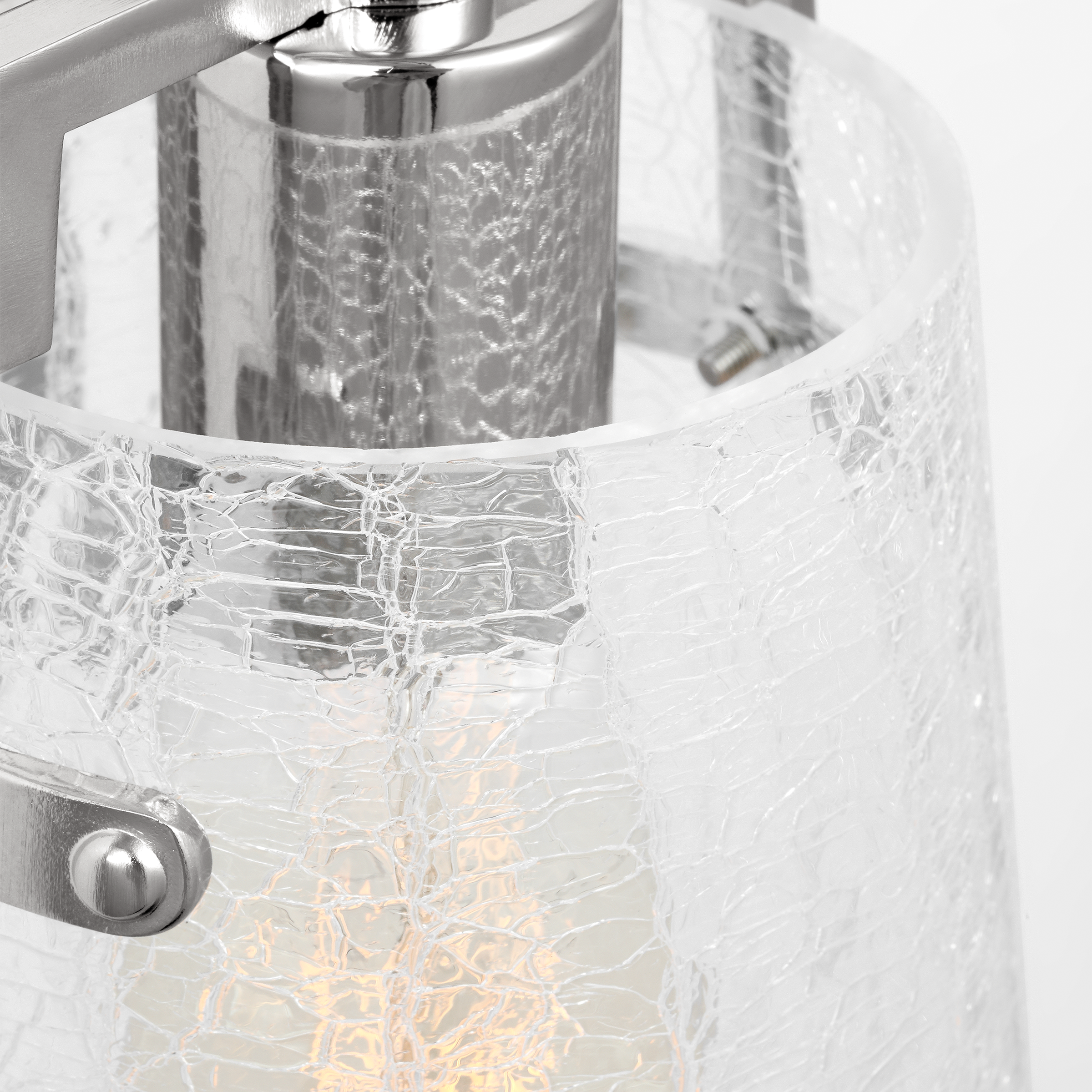 Crofton Small Sconce Chrome Clear Crackle Glass