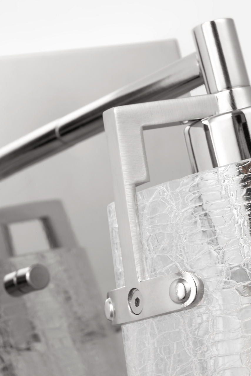 Crofton Small Sconce Chrome Clear Crackle Glass