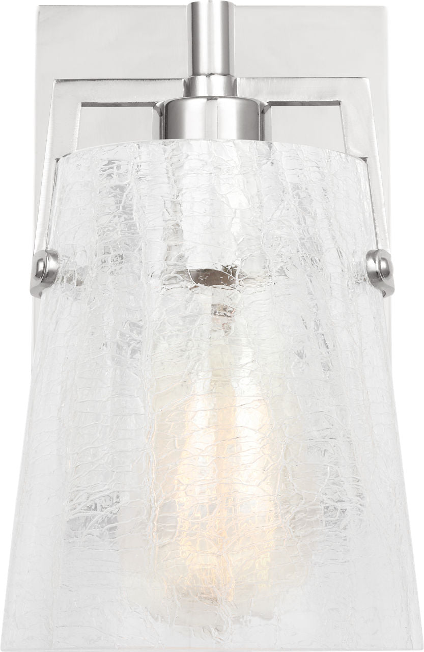 Crofton Small Sconce Chrome Clear Crackle Glass