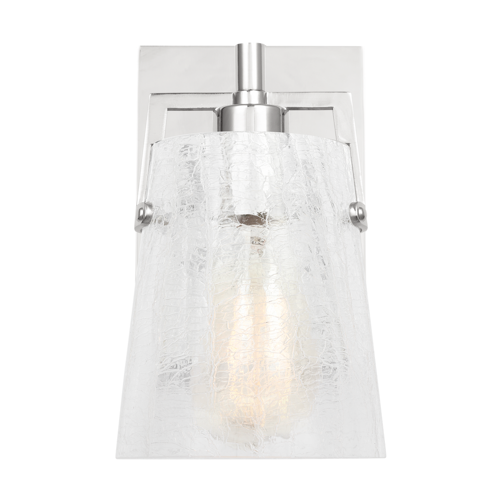 Crofton Small Sconce Chrome Clear Crackle Glass