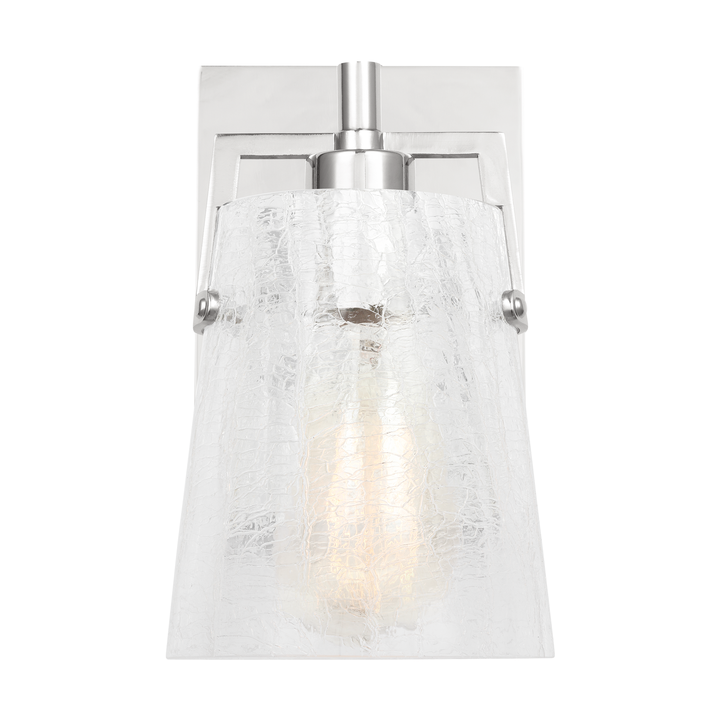 Crofton Small Sconce Chrome Clear Crackle Glass
