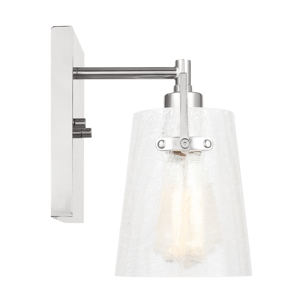 Crofton Small Sconce Chrome Clear Crackle Glass