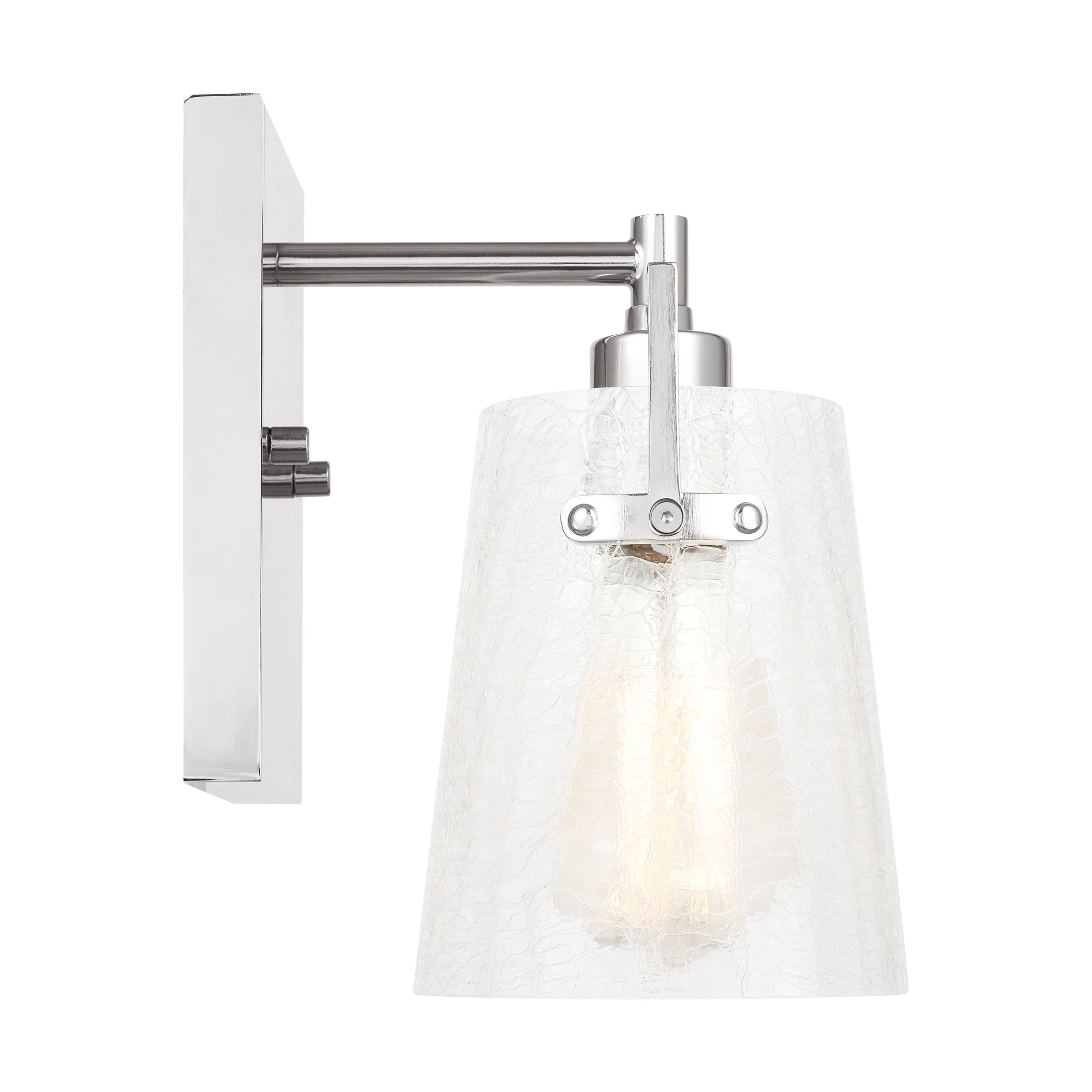 Crofton Small Sconce Chrome Clear Crackle Glass