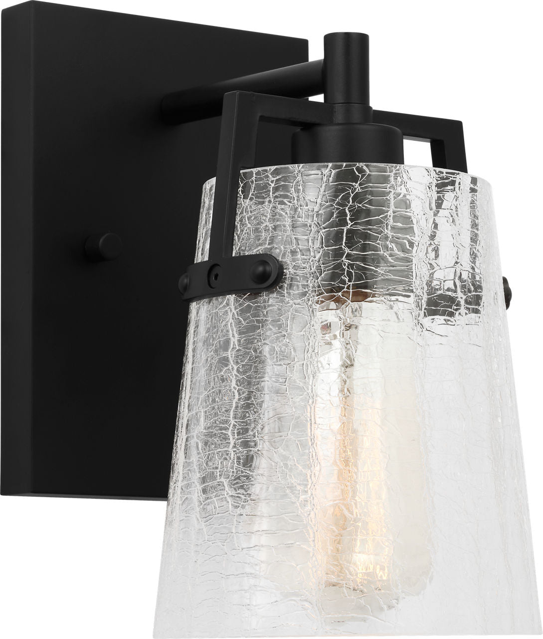 Crofton Small Sconce Midnight Black Clear Crackle Glass