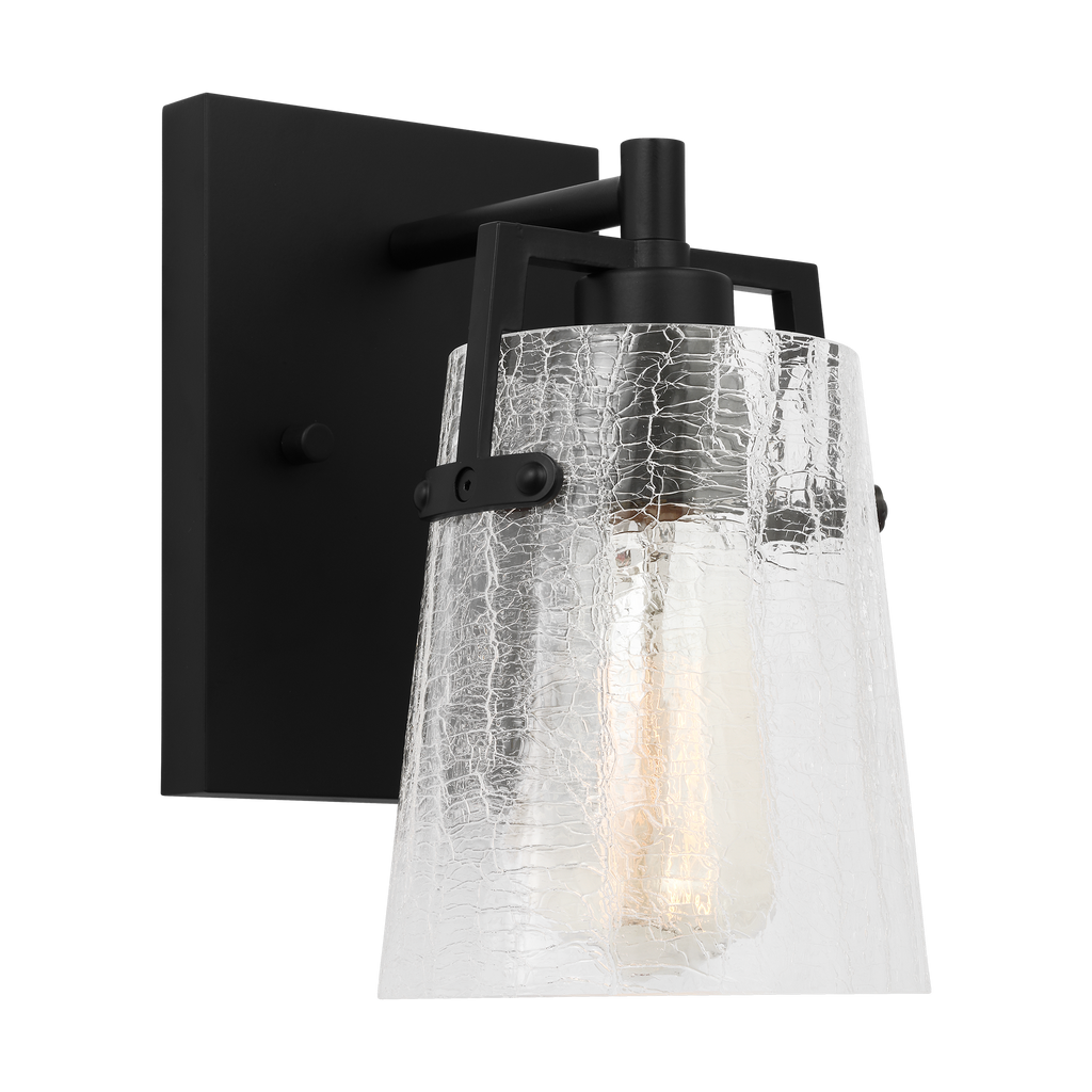 Crofton Small Sconce Midnight Black Clear Crackle Glass